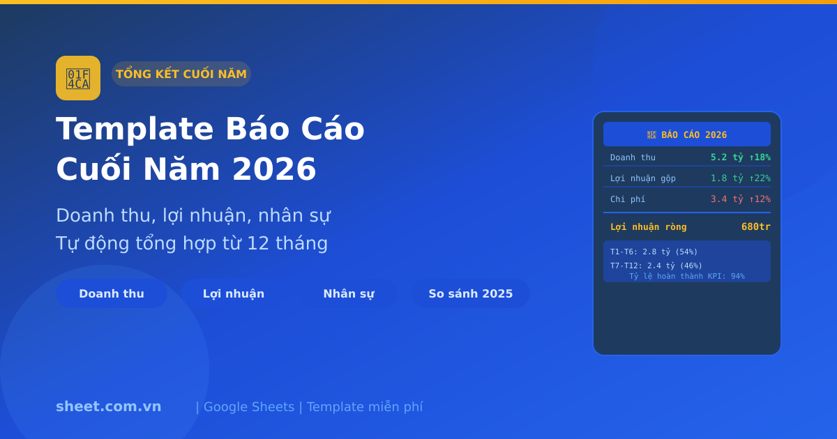Template Google Sheets Báo Cáo Cuối Năm 2027: Tổng Kết Doanh Nghiệp Toàn Diện