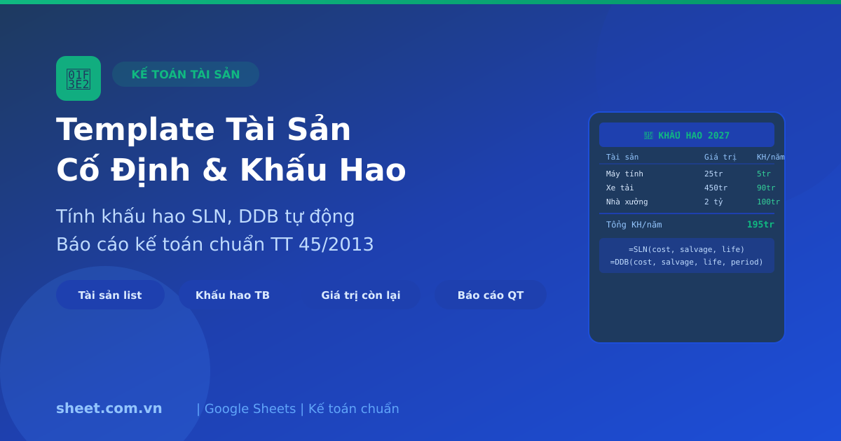 Template Google Sheets Quản Lý Tài Sản Cố Định và Khấu Hao 2027
