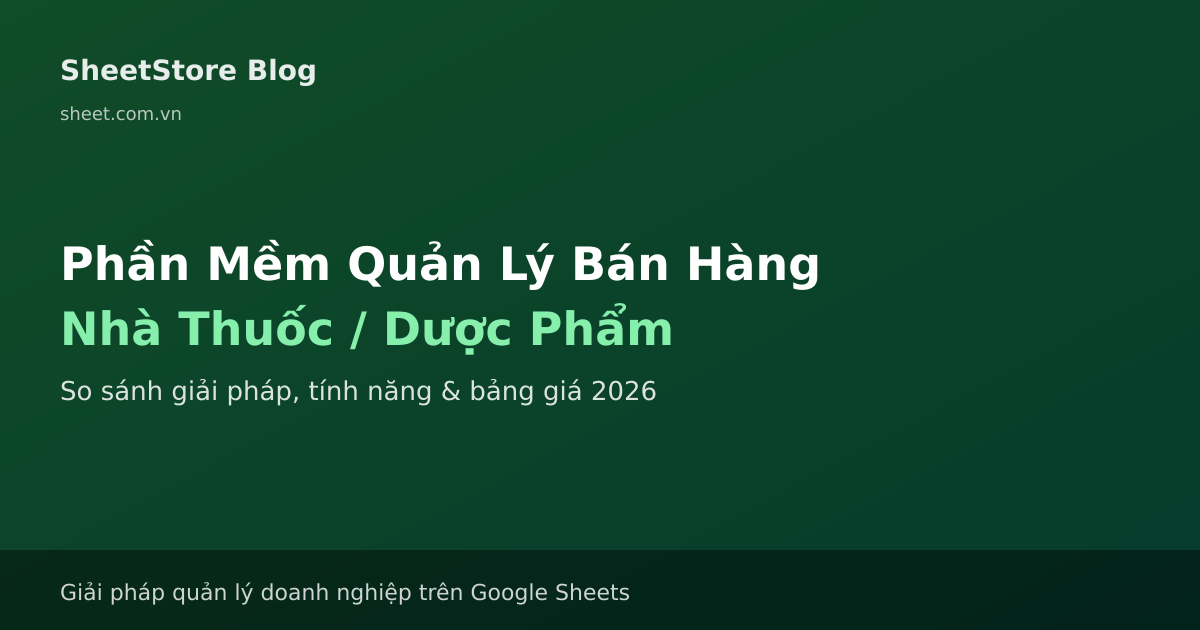 Phần Mềm Quản Lý Bán Hàng Cho Nhà Thuốc/Dược Phẩm 2026