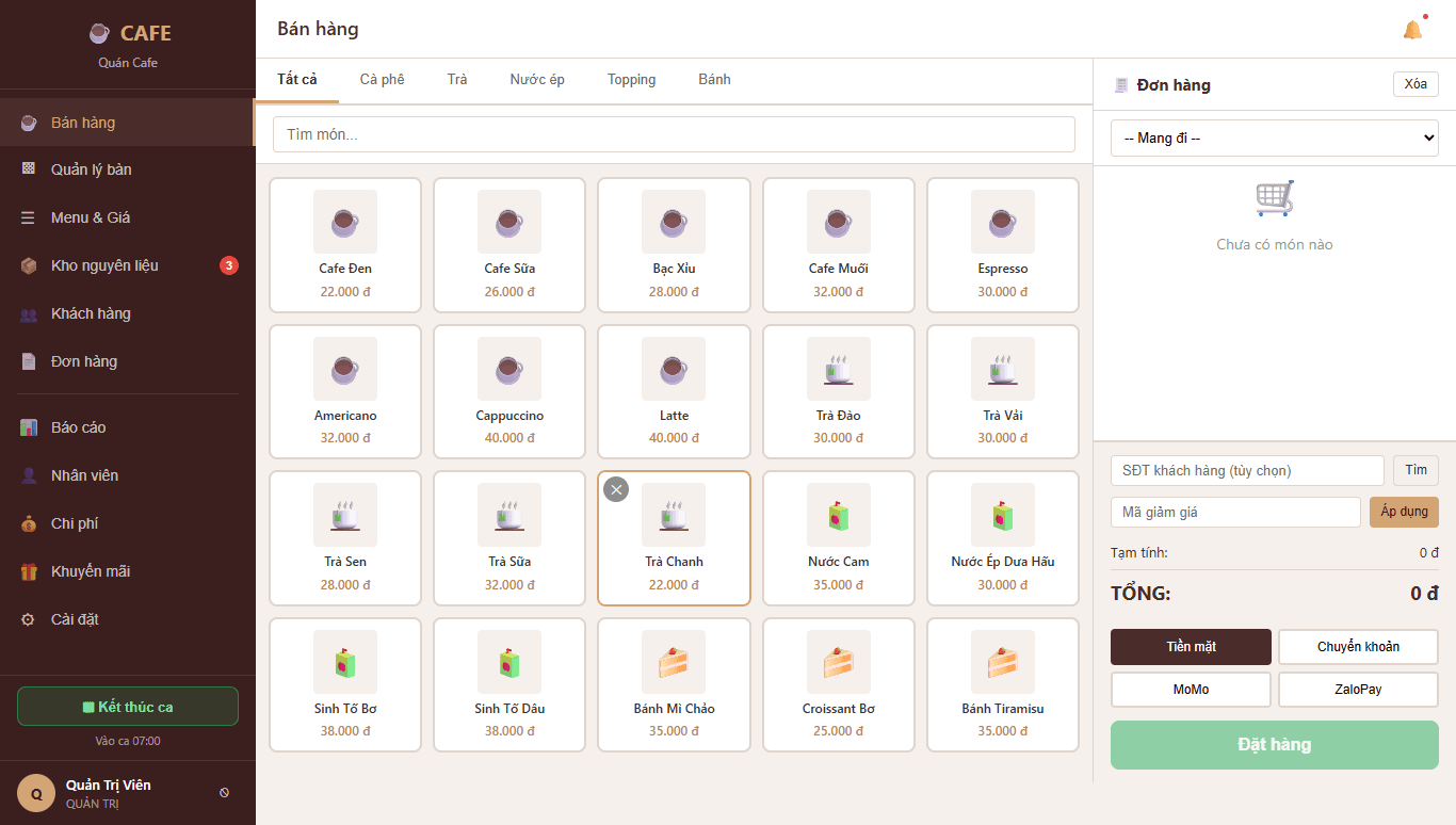 Phần Mềm Quản Lý Quán Cafe Trên Google Sheets